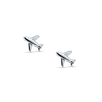 Minimalist Airplane 8.2mm Stud Earring 925 Sterling Silver Wholesale